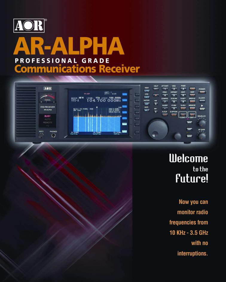 Wideband receiver AOR AR-ALPHA leaflet